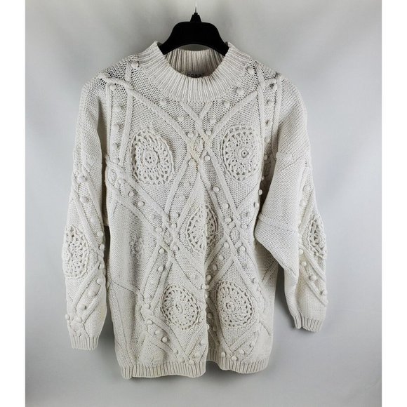 Boaz Womens Chunky White Sweater Winter Warm Long Sleeve Pullover Plus Sz 22/24 - Picture 1 of 7